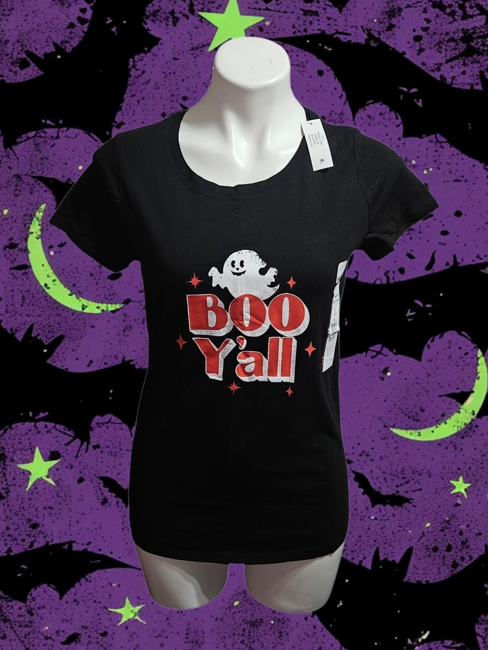 Time and Tru Black "Boo Y'all" Short Sleeve Tee